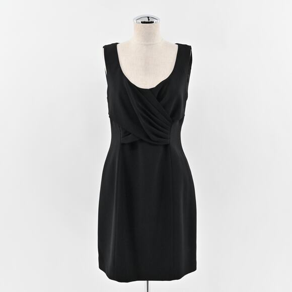 ELIE TAHARI Dress Size 8 Black Scoop Neck Pleated Front‎ Detail Sleeveless Mini - Picture 1 of 13